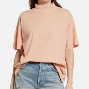 We the Free People Fearless Mock Neck Top Coral Mist XS